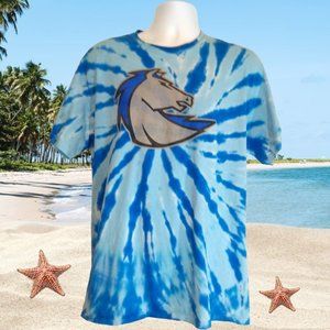 Port Co Tie Dye Shirt Women Large with Gray Horse Blue Tie Dye Shirt 100% Cotton